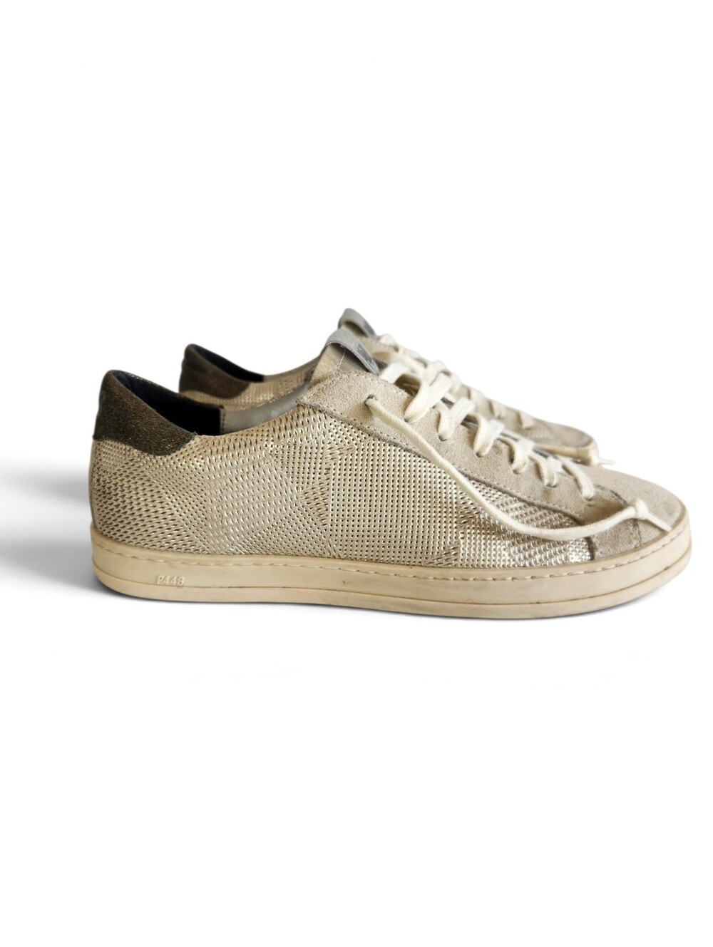 P448 John Prisma Sneakers Women EU39 /8.5 US Beige Suede Leather Metallic Italy
